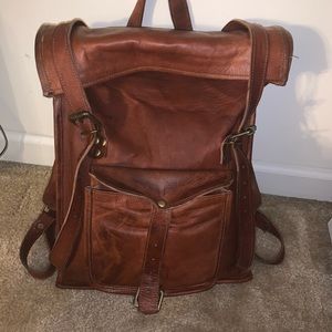 Hand stitched Leather backpack.